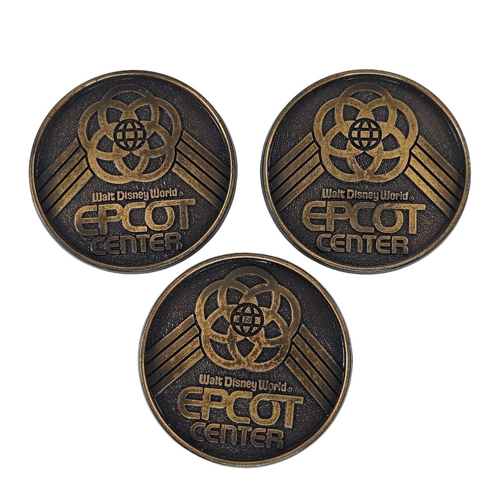 Vintage Walt Disney World Epcot Center Metal Coasters Set Of 3